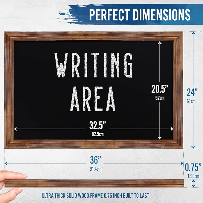 HBCY Creations Rustic Magnetic Wall Chalkboards (Torched Brown, 24 x 36 Inch)