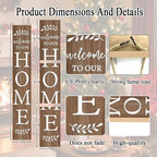 Welcome Sign for Front Porch, 47" Large Wooden Welcome to Our Home Sign Door Hanging Standing Plaque, Farmhouse Vertical Outdoor Porch Decorations for Yard Patio Entrance (Natural)