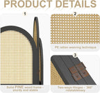 3-Panel Hand-Woven Rattan Room Divider, Tall Foldable Privacy Screen with Wooden Frame - Freestanding Portable Partition for Home Office, Bedroom, Bathroom(Black-Wave)