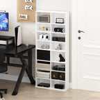 Furinno Jaya DVD Shelf, 16-Shelf Wide CD Rack, Media Shelf with Adjustable Shelves, 8 x 2 DVD Storage Cabinets for CD Blueray Game Disc, Easy Assembly, for Living Room, Home Office, White