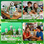 LiYiQ 247 Pcs Soccer Party Supplies Return Gifts for Party, Student Stationery Gifts from Teacher Rewards Prizes, Pencil Erasers Notebooks Stickers for Soccer Classroom Birthday