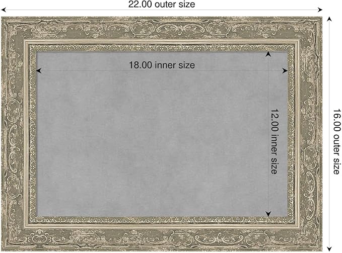 Amanti Art Silver Framed Magnetic Board 16x22 Small Vision Board for use with Magnets, 100% Metal Sheet to Display Items as Office Decor or for Home Organization in mudroom, Kitchen or Kids Room