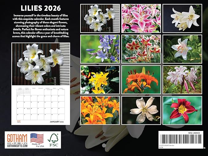 Lily Calendar 2026 Monthly Wall Calender 12 Month Flower Gifts | American Made In The USA