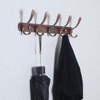 SKOLOO Coat Rack Wall Mount - Modern, Metal Wall Coat Rack with 5 Hooks, Sturdy Wall Hook Rack Rail for Hanging Coat, Jacket, Clothes, Hat, Red Copper