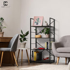 CAPHAUS 4 Tier Bookshelf, 24 Inch Width Free Standing Shelf, Bookcase Shelf Storage Organizer, Industrial Book Shelves for Home Office, Living Room, Kitchen, Black Vintage Shelves & Metal Frame