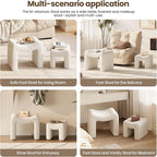 ZYKZYK Ottoman Set of 2, Plush Velvet Vanity Seats with Modern Foot Rest, Backless Stool Pair for Bedroom, Living Room & Makeup Dressing Table(2-in-1) White