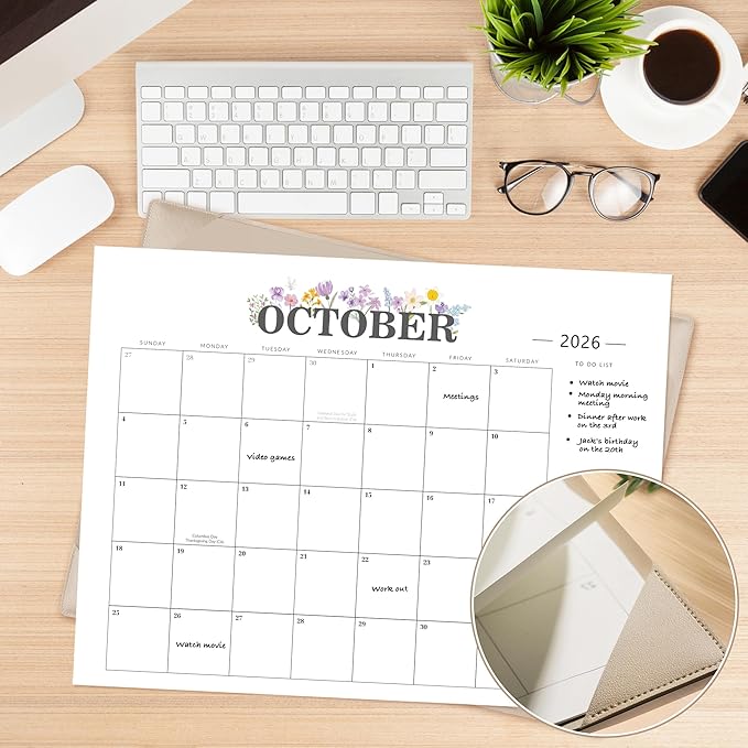 2026 Desk Calendar - 18 Month Desktop Calendars (Jan 2026–Jun 2027),Large 22x17 Monthly Calendar with Home & Office Floral Desk Pad Calendars (Apricot, 22*17)