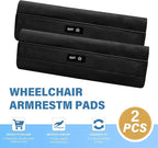 SPRING SEAON Wheelchair Armrest Covers (Pair) - Suede Velvet Memory Foam Accessories Pads for Wheelchair Arm Rest, Office Transport Chairs, Soft Support Cushion for Mobility Aids (Black)