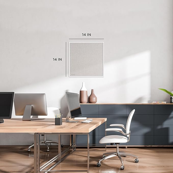 U Brands Farmhouse Linen Bulletin Board, 14" x 14", White Metal Frame, Industrial Grade Pinning Surface (Pack of 4)