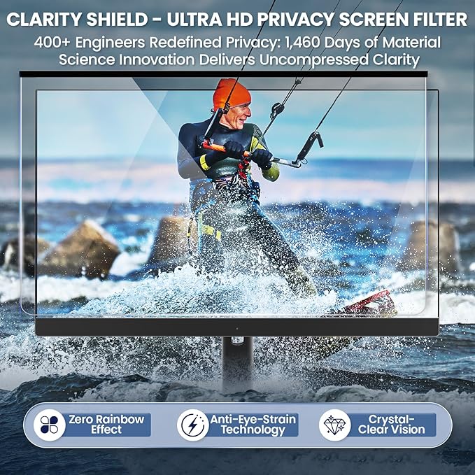 Magnetic 32 Inch Privacy Screen for Frameless Computer Monitor 16:9 Aspect Ratio,Hanging Blue Light Screen Protector Eye Protection Anti-Spy Shield, 32in Removable Privacy Filter