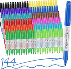 Affisure 12 Colors Permanent Markers， 144 Pack colored marker sets, Assorted Colors Marker，Fine Point， Permanent Markers Bulk, Fast Dry, Waterproof, work on Plastic, Glass, Metal, Wood and Stone