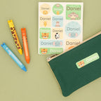 Large Name Labels for Kids (33) - Custom Stickers for Daycare and School Supplies - Durable, Waterproof Stickers for Water Bottles, Lunch Boxes, and More with Unique Designs - Exotic Animals