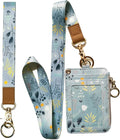 bolimoss Lanyard Wallet,Wallet Lanyard,lanyards for id Badges,lanyards for id Badges for Women,Lanyard Wallet for Women,Fashion Badge Holder with Zipper (Light Blue)