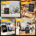 Pintuson 4 Pack Mini Chalkboard Signs - 8x6 inch Acrylic Chalk Board - Small Chalkboard Signs with Beech Base - Double Sided Blackboard for Display Menus, Food Signs, Message Boards, Table Numbers