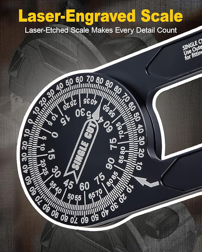 Anyongora 7.2" Miter Saw Protractor Angle Finder, CNC Aluminum Miter Gauge with Laser Engraved Scales, Precision Tool for Carpentry, Crown Molding & Construction, 5.3oz Ultra-Lightweight Portable