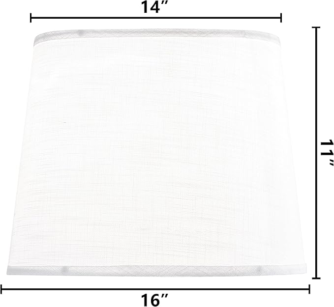 GO&SO Large White Texture Lamp Shades Set of 2,Drum Lampshades Replacemnt for Table Lamps Floor Lamps-14"Top × 16" Bottom × 11" High(Spider),Required Assembly-Modern Floor Lamp for Living Room