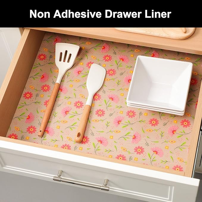 Cooyes Shelf Liner – Premium Non-Adhesive Cabinet & Drawer Liner for Kitchen – Waterproof Shelf Paper with Modern Pattern – Durable EVA Cabinet Mat – Easy to Cut (17.5" W x 360" L)