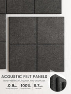 Bumusty Large Cork Board Alternative-36 x24 Felt Bulletin Board Tiles, with 30 Pushpins, 40 Adhesive Tabs, 6-Pack Slat Wall Paneling, Cork Boards for Office Push Pin Board Felt Board-Charcoal Gray