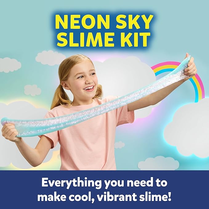Elmer’s Neon Sky Slime Kit, Includes Transparent Color Liquid Glue, Crunchy and Cherry Limeade Scented Activators, 4 Piece Kit - Perfect for Birthday Parties, Gift Idea, Kids Activity