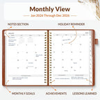 SUNEE 2026 Planner 8.5" x 11" – Dated Productivity Planner for Time Management - Daily,Weekly & Monthly Planner to Achieve Goals - Planner 2026 dated from January 2026 – December 2026,Brown