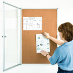 BEST BOARD Pinboard Enclosed Bulletin Board 36 x 24 Inch Lockable Cork Noticeboard for School Office, Wall Display Case with Lock (Cork Board)