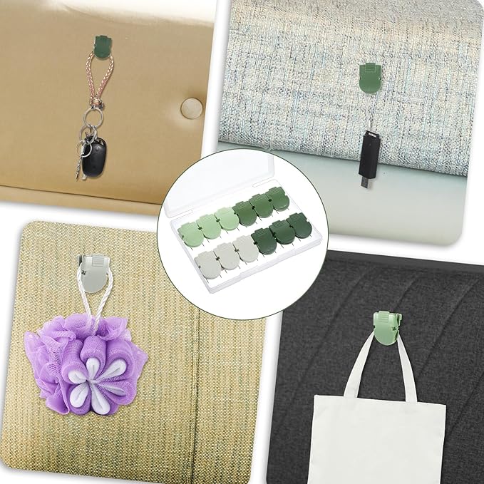 InnoHHustle 12 PCS Cubicle Clips, Fabric Panel Wall Clips Plastic Cubicle Hooks Panel Push Clip Cubicle Wall Accessories for Hanging Pictures Photo Frame Office Notes Memos Messages (Sage Green)