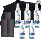 Purity Eyeglass Cleaner Mega Pack - Multi-Size Lens Cleaner Kit - 2x2oz, 3x8oz Bottles + 5 Black Premium Microfiber Cloths - Safe for All Lenses, Eyeglasses, and Screens - Streak-Free Formula