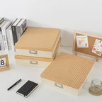 Soul & Lane Decorative Storage Boxes with Lids for Organizing, Set of 3 Jumbo Scrapbook Letter Storage Boxes for Documents, Photos, Keepsakes, Memories, Geometric Check