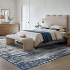 GENIMO Area Rugs 10x14 Machine Washable Rug for Living Room, Non Slip Indoor Modern Rug, Low Pile Lightweight Print Carpet for Bedroom Dining Room Home Office, Blue Ivory