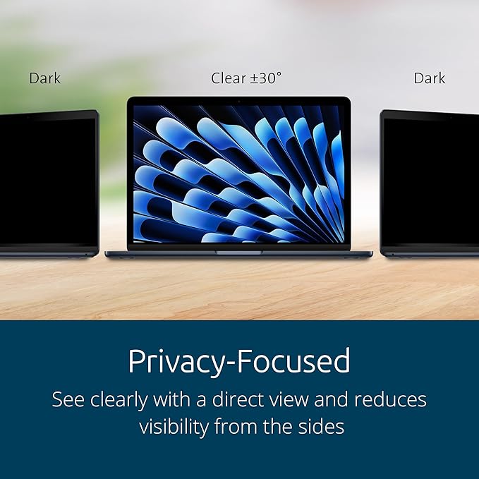 Kensington MP136 Magnetic Privacy Screen for MacBook Air 13.6 inch (2022-2024, M2, M3, M4), Removable Laptop Privacy Filter, Anti Glare Blue Light MacBook Mac Screen Protector