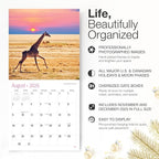 RED EMBER Safari 2026 Wall Calendar 12 Month | 12" x 24" Open | Thick & Sturdy Paper | Holiday Gift | Animal Calendar 2026
