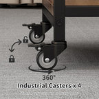 Vokumba 2 Tier Under Desk Printer Stand, Large Printer Table with Height Adjustable Shelf, Rolling Printer Cart with Industrial Wheels for Home Office, Scanner Fax (Rustic Brown)