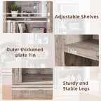 RWYHG 70" Grey Tall Bookshelf Set of 2,5-Tier Thick Wooden Book Shelf with Adjustable Shelves,Free Standing Farmhouse Bookcase with Open Display Storage,Floor Vintage Bookshelves for Living Room