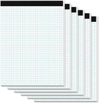 Zaviko Graph Paper Pads 8.5 x 11, 6 Pack, 4x4 Blue Quad Grid Paper Pad, White Quadrille Pad 8-1/2" x 11", Easy Tears Off, Grid Notebook 8.5 x 11, White 70 GSM Graft Paper, 30 Sheets/Pad