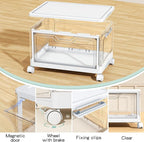 Kmiectse Clear Storage Bins with Lids - 4 Tier Plastic Bins with Wheels, Stackable Storage Bin, Closet Organizers Box for Bedroom, Living Room, 23 QT Folding Box with Magnetic door