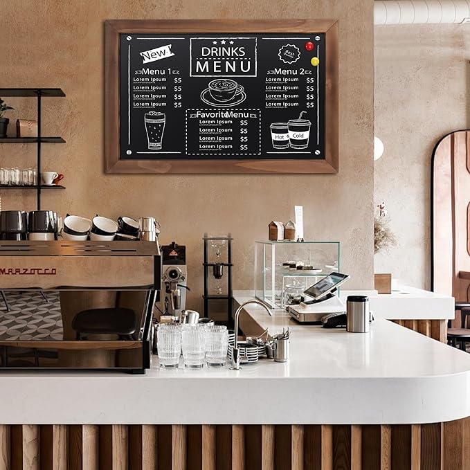 SELEAD 100% Real Wood Frame Magnetic Chalkboard Words Sign - 20" x 30" Rustic Wall Decor Bulletin Chalk Board for Home Kitchen, Business, Restaurant, Farmhouse