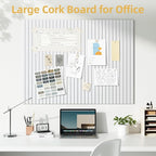 Large Cork Board for Wall 36" x 48" White Bulletin Board with Safe Removable Adhesive Squares for Pictures Photos, Alternative CorkBoard Felt Pin Boards Tiles for Office Classroom Wall Decor - 12 Pack