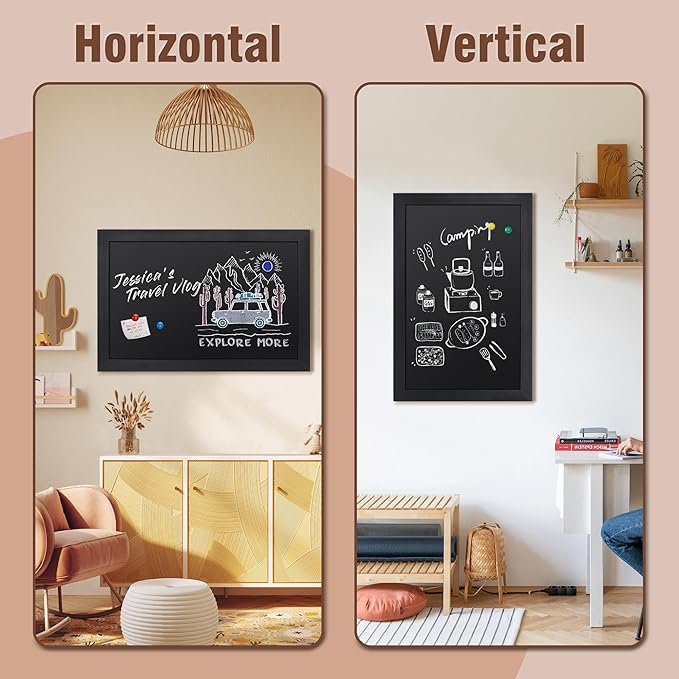 SELEAD Magnetic Chalkboard Words Sign - 20" x 30" Solid Wood Black Frame Wall Decor Bulletin Black Board for Home Kitchen, Business, Restaurant, Farmhouse