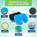 LuminaRest® Gel Enhanced Seat Cushion for Long Sitting | Premium CertiPUR-US® Certified Memory Foam | Non-Flattening Office Chair Cushion for Tailbone Pain Relief, Sciatica & Back Support – (Blue)