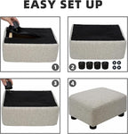 CAROLMADE Small Foot Stool Ottoman Footstool with Legs Under Desk Footrest for Living Room Bedroom and Office,Linen-Beige