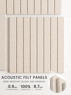 Bumusty Large Cork Board Alternative-36 x24 Felt Bulletin Board Tiles, with 30 Pushpins, 40 Adhesive Tabs, 6-Pack Slat Wall Paneling, Cork Boards for Office Push Pin Board Felt Board-Oatmeal