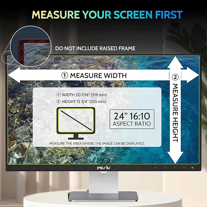 Peslv [2 Pack] 24 Inch Privacy Screen for Computer Monitor 16:10 Aspect Ratio, Eye Protection Anti Blue Light Glare Shield, 24inch Removable Black Blackout Anti Spy Desktop Security Private Filter