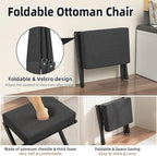 BAMBOOHOMIE Foldable Foot Stool Ottoman, Modern Foot Rest with Bamboo X Legs & Thick Foam Cushion, Folding Foot Stools Small Padded for Bedroom Living Room, Footstool for Chair Couch (Black - Black)