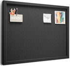 Fluxynara Foldable Cork Board Alternative, Felt Bulletin Board 24" x 18" Black Frame with 16 Adhesive Tabs, Pin Board for Home Office, Classroom, Entryway, Kitchen Wall Decor—Black