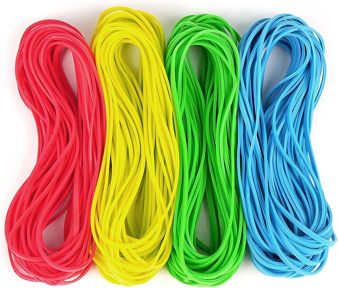 LotFancy Large Rubber Bands, 170 Pcs Size #117B 7×1/8” Heavy Duty Long Rubber Bands for Trash Can File Folders Office Supplies, Assorted Color