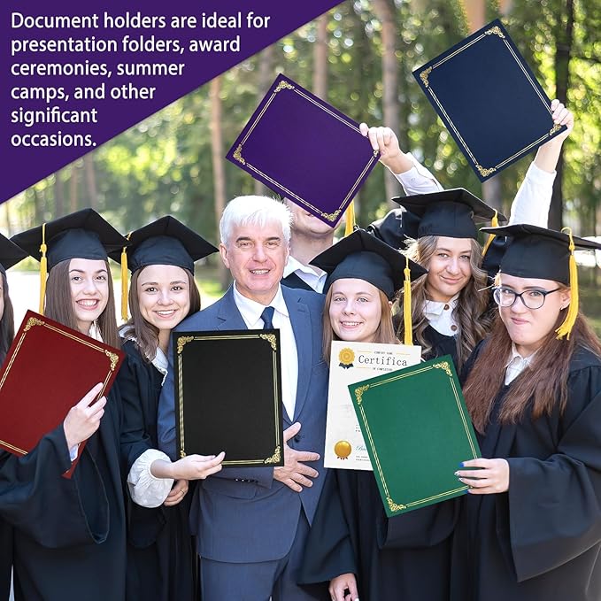 gisgfim 15Pcs Certificate Holders Diploma Covers Single Sided Gold Foil Border Award Covers for Letter Size 8.5x11 Certificates Cardstock Document Papers Storage Organizer (Purple)