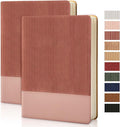 TSFPapier Lined Journal Notebook for Work College Ruled Note Book 5.79"x8.27"A5 PU Leather Daily Journaling 216 Pages for Women Men Writing Home School Supplies Business (Dark Pink 2pack)