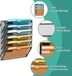 SUPEASY Wall File Organizer Mesh Office Mail Holder, Hanging Wall Organizer Magazine Rack for Office Black, 6 Tier