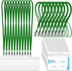Marspark 100 Sets Clear Name Tags with Lanyard, Lanyards for ID Badges Reusable Strap with ID Holder Plastic Name Badges for Adults Business School Church Conference (Dark Green)