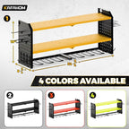KAFAHOM Power Tool Organizer，Large 8 Drill Holder Wall Mount ，Heavy Duty Metal Tool Shelf with 12 Hooks Storage Rack for Garage Organization，Utility Cordless Drill Holder and Battery Shelves